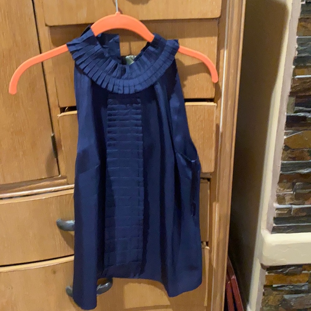 Ann Taylor navy silk shell